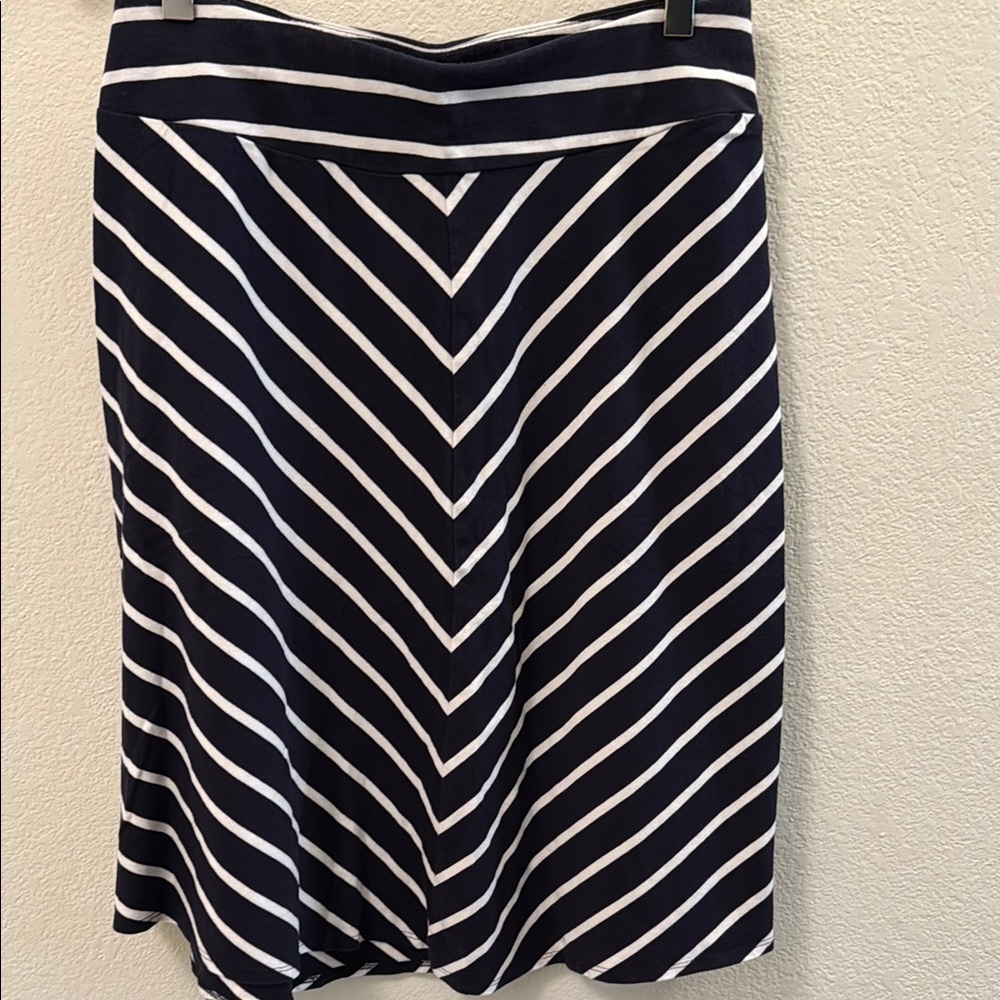 Talbots Blue and White A-Line Knee-Length Skirt